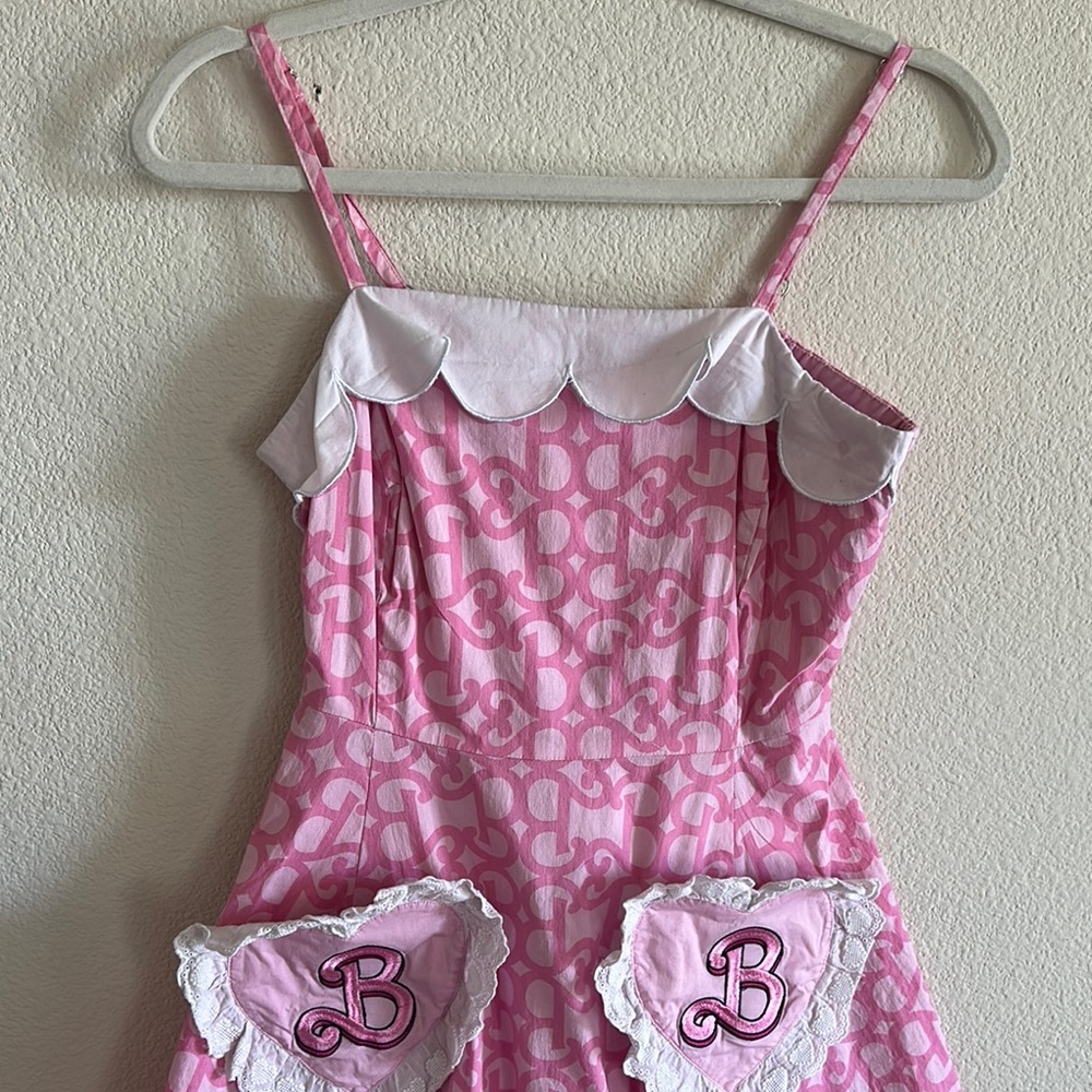 Barbie Pink Apron Dress with Heart Pockets Small cosplay dressup Barbiecore doll - Picture 4 of 10